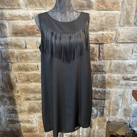 Kensie Black Sheath with Fringe, Size M