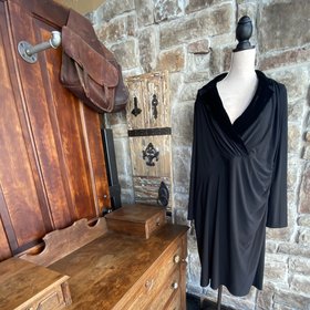 Ralph Lauren Black Dress with Velvet Collar, Size 20W