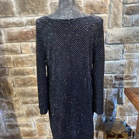 Jessica Howard Black Metallic Long Sleeve Dress, Size 16