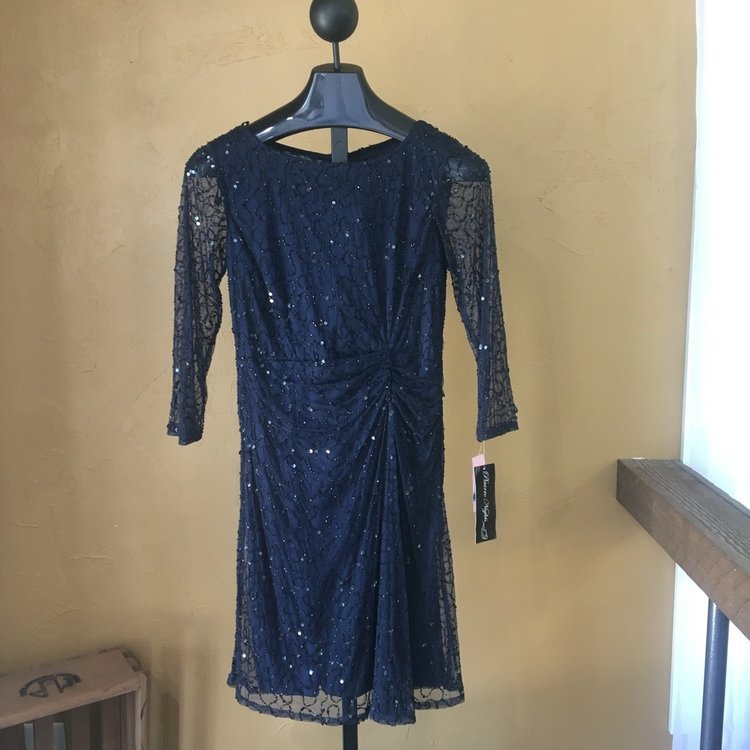 Pisarro Nights Navy Sequin Dress, Size 6