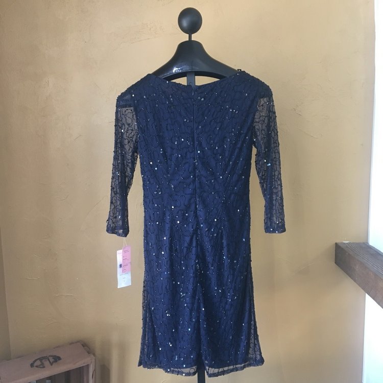Pisarro Nights Navy Sequin Dress, Size 6