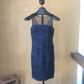 Navy Blue Sequin Dress, Size S