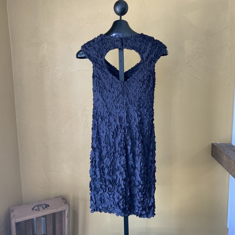 Theia Navy Dress with Floral Detail, Size 4