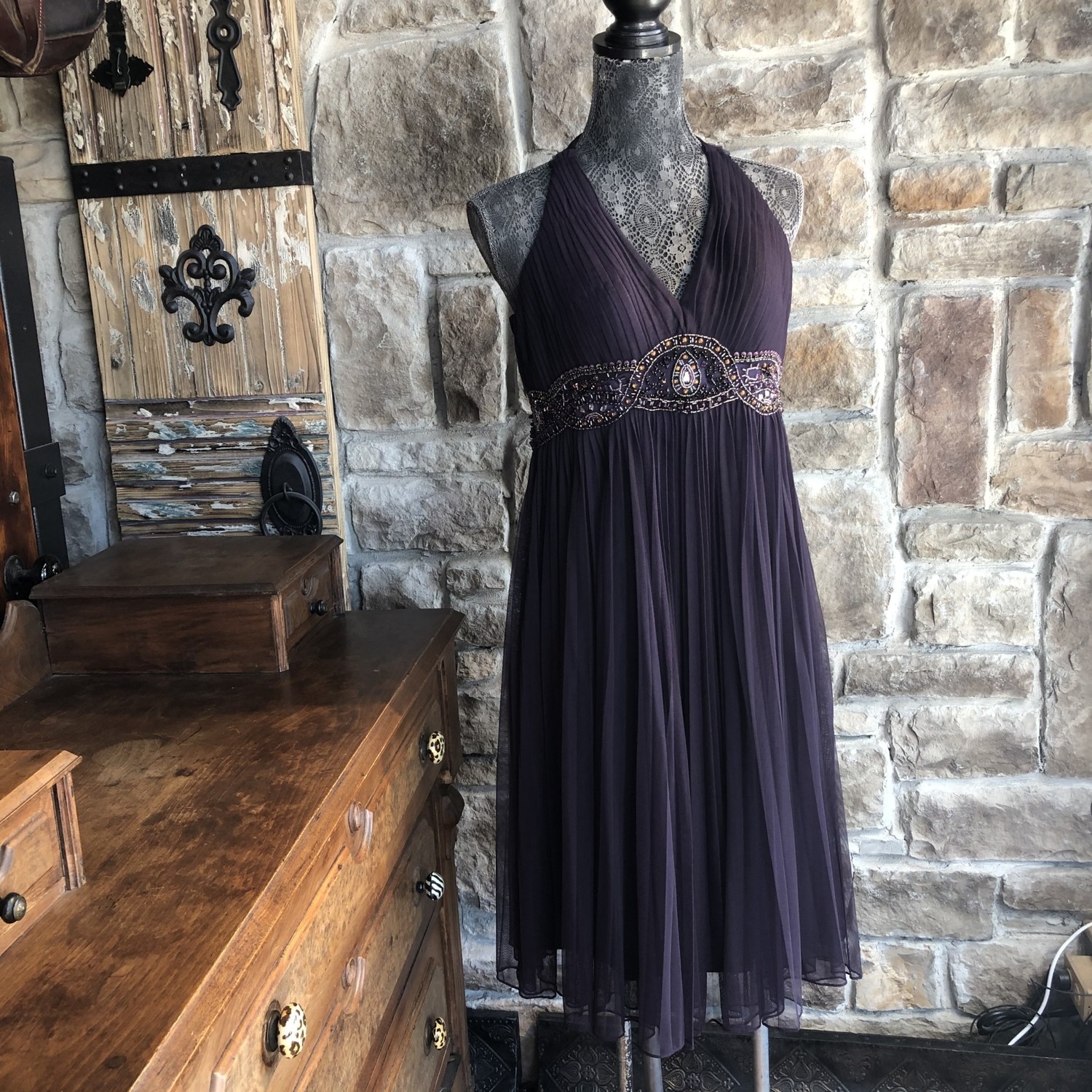 halter top purple dress Melisande Scarf Neck Mini Pair it with nude heels and your favorite statement jewelry to complete your ensemble Sue Wong Purple Halter Top