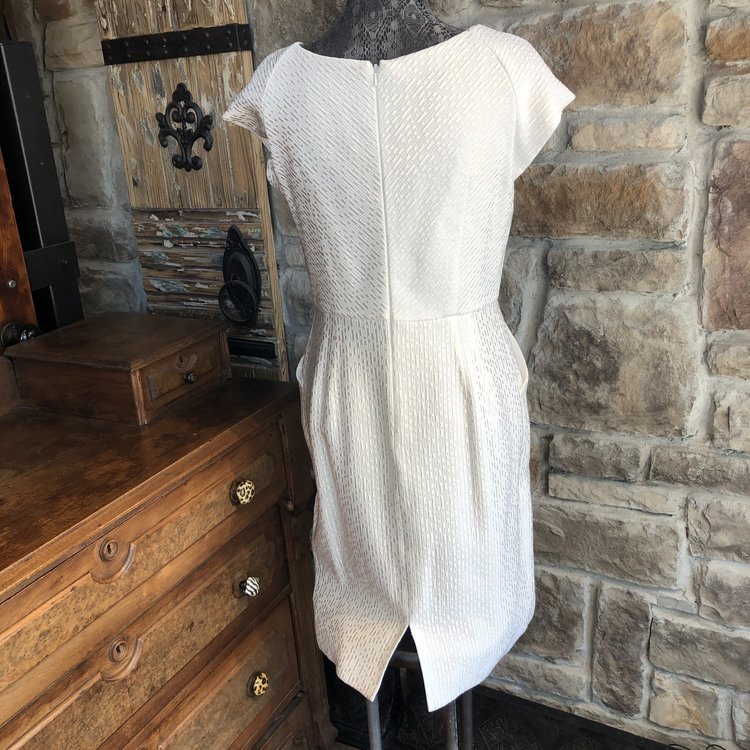 Carmen Marc Valvo White Cocktail Dress with Pockets, Size 10