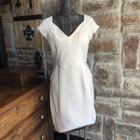 Carmen Marc Valvo White Cocktail Dress with Pockets, Size 10