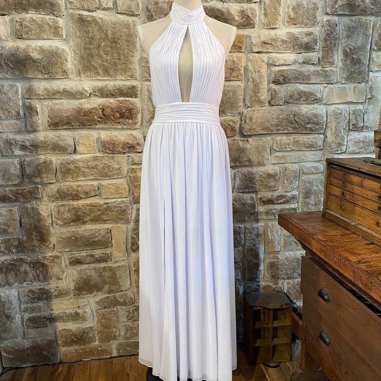 Fame and Partners White Halter Gown, Size 6