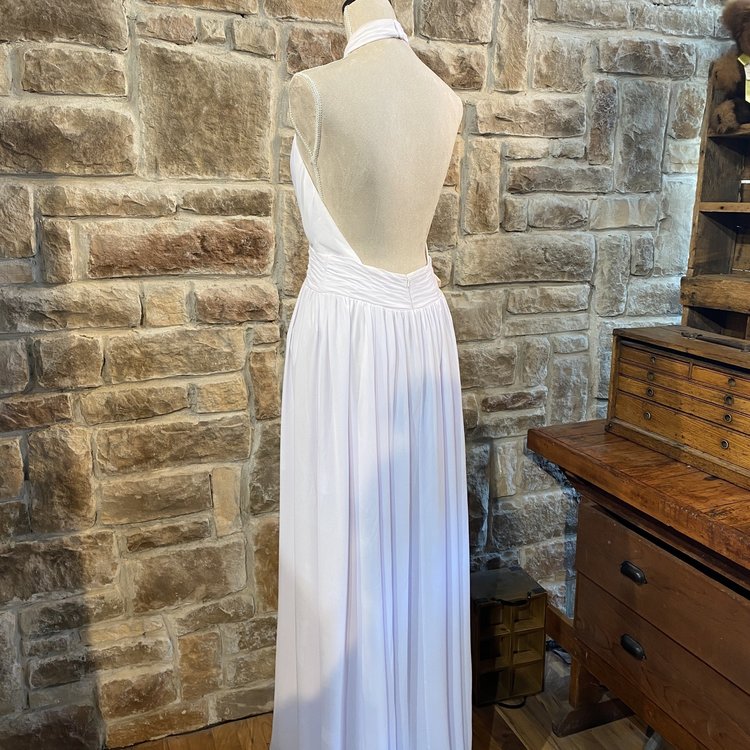 Fame and Partners White Halter Gown, Size 6