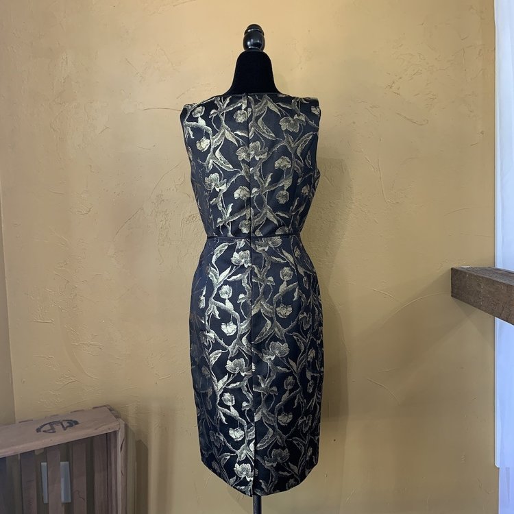 Talbots Gold Shimmer Floral Sheath, Size 6