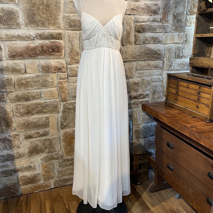 Aidan Mattox Ivory Chiffon Embellished Gown, Size S