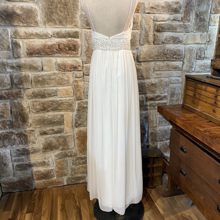 Aidan Mattox Ivory Chiffon Embellished Gown, Size S