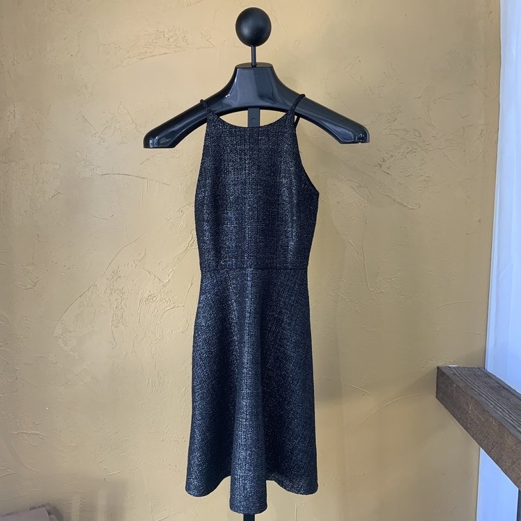 Aqua Black Metallic Dress, Size XS