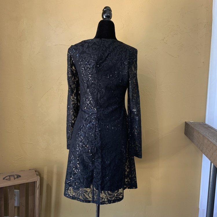 American Living Black Lace Sequined Dress, Size 4