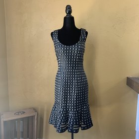 Black Beaded Dress with Flared Skirt, Size 4