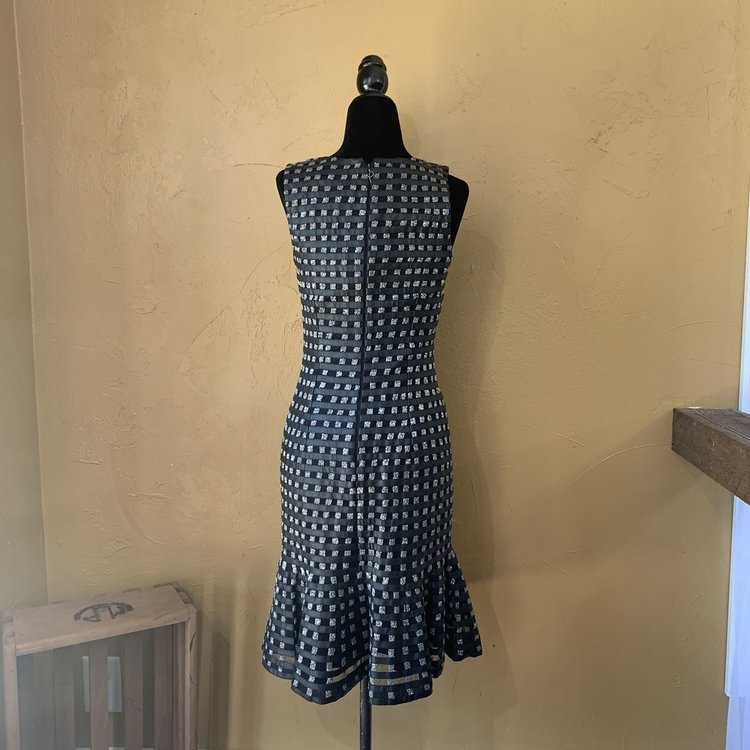 Black Beaded Dress with Flared Skirt, Size 4