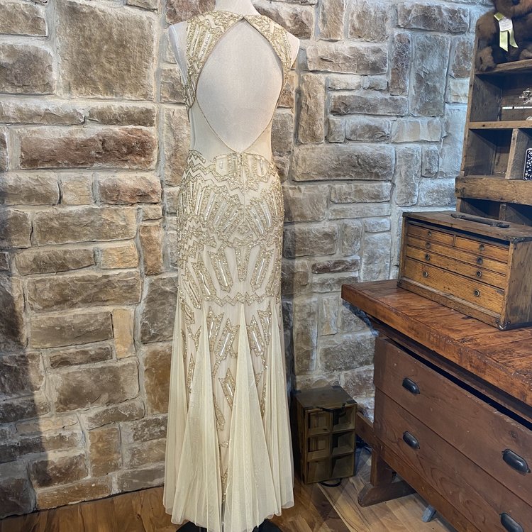 Adrianna Papell Sequin Deep Cut Dress, Size 6