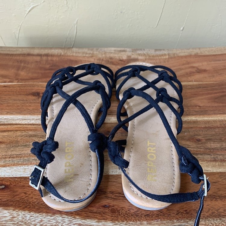 Report Black Strappy Cord Sandals, Size 8.5