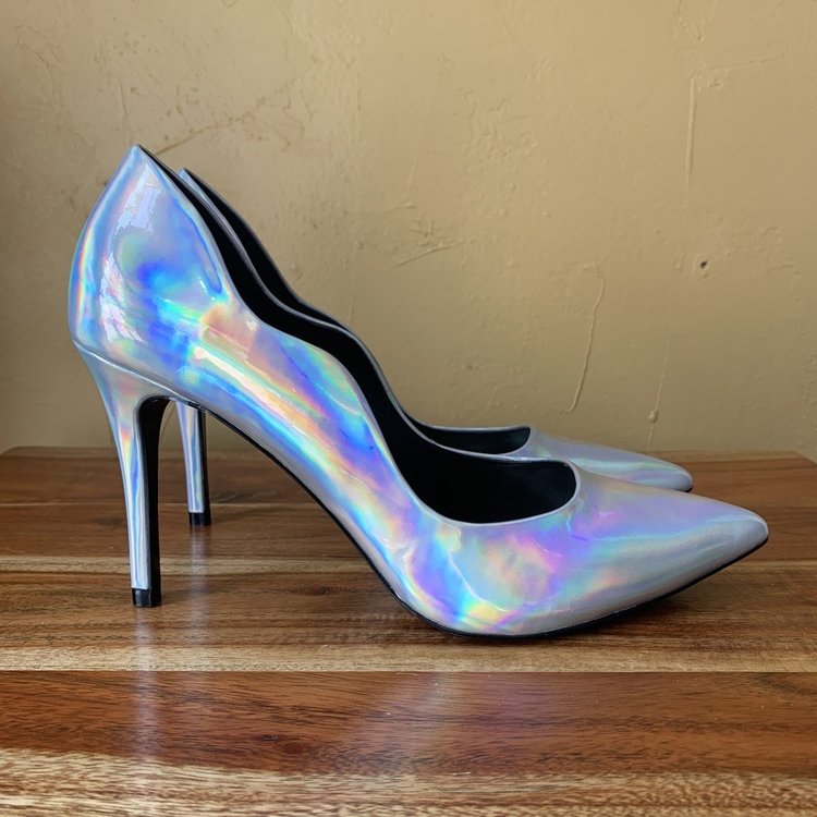 Holographic Pointed Toe Heel, Size 9