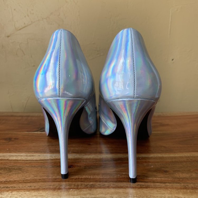 Holographic Pointed Toe Heel, Size 9