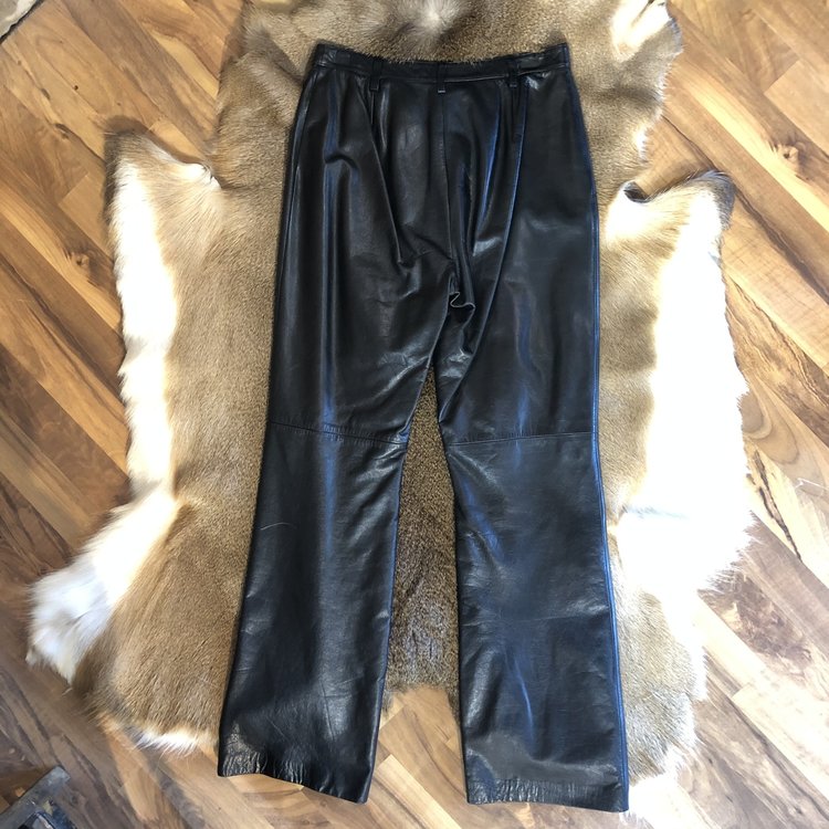 Ann Taylor Black Leather Pants, Size 6