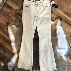 Ralph Lauren Beige Denim Flare Jeans, Size 8 (32 Length)