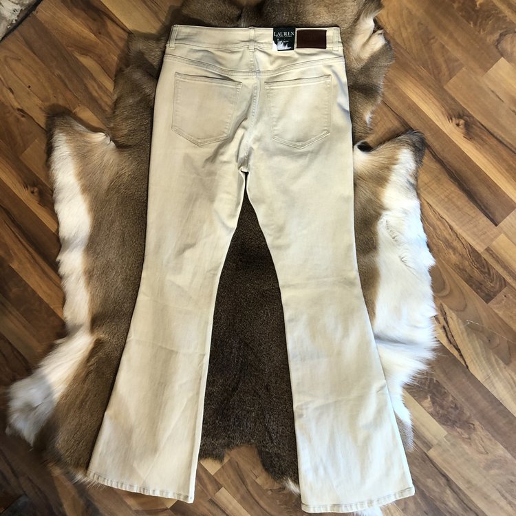 Ralph Lauren Beige Denim Flare Jeans, Size 8 (32 Length)