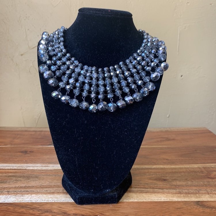 Silver Beaded Statment Necklace
