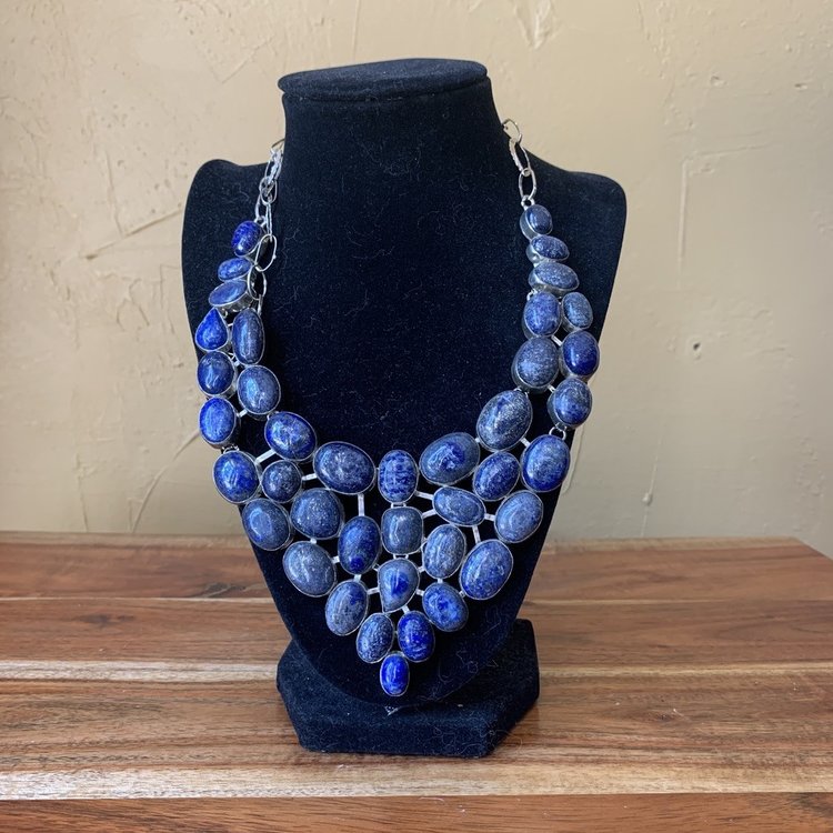 Copper Lapis Lazuli Gemstone Necklace, Handmade