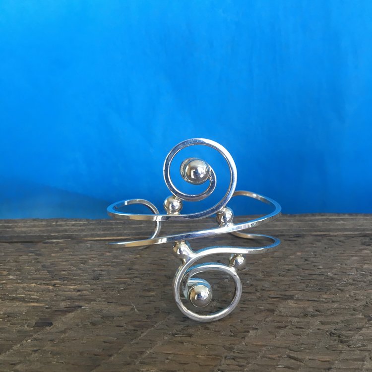 Double Spiral German Silver Bracelet