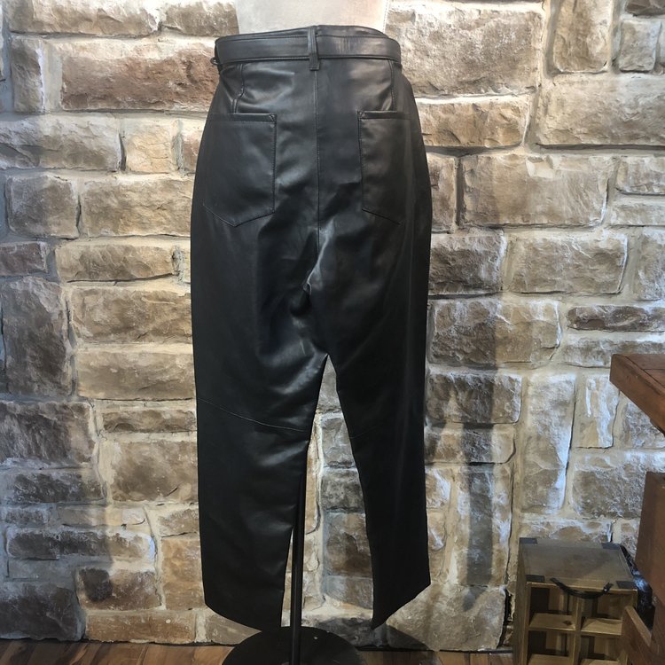 Free People Black Faux Leather Slacks, Size L