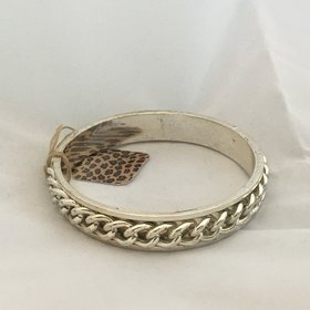 Silver Tone Bracelet with Attached Gold Chain