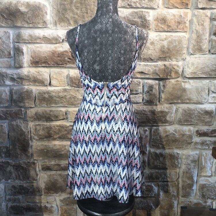 Aqua Multicolor Crotchet A-Line Dress