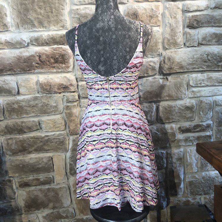 Aqua Multicolor Crotchet A-Line Dress