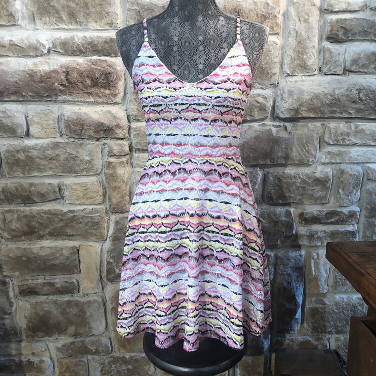 Aqua Multicolor Crotchet A-Line Dress