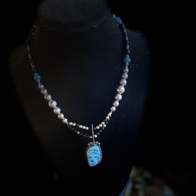 Genuine Gem Stone & Silver Necklace