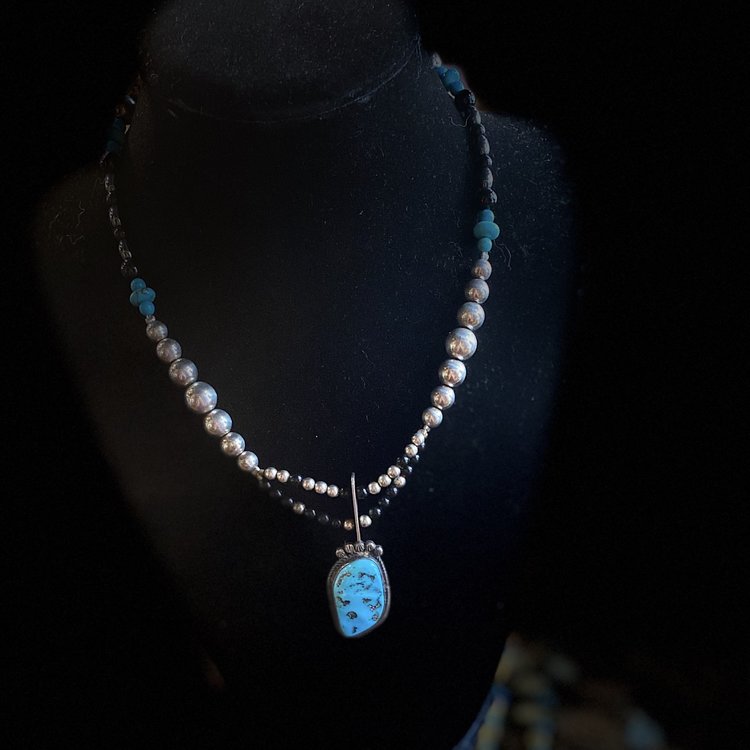 Genuine Gem Stone & Silver Necklace