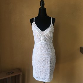 Guess White Lace Mini Bodycon, Size L