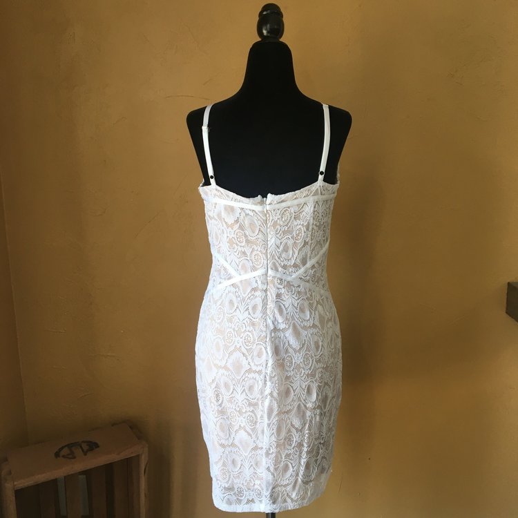Guess White Lace Mini Bodycon, Size L