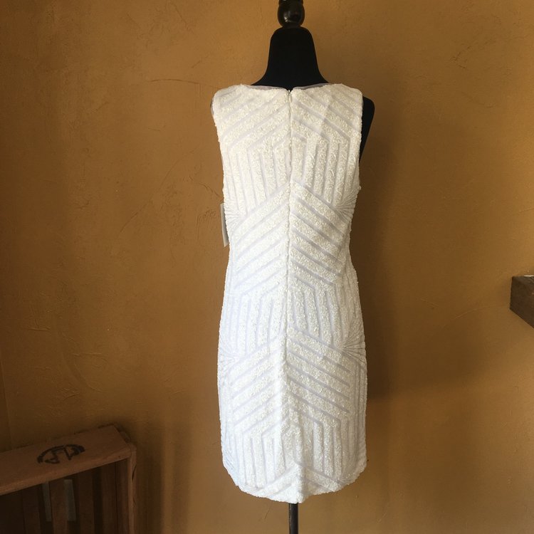 Xscape White Sequin Sheath Dress, Size 10