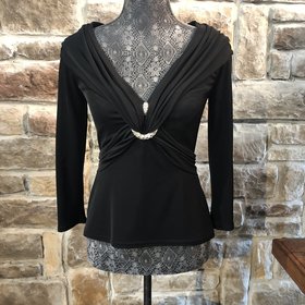 Tadashi Black Top with Jewel, Size M