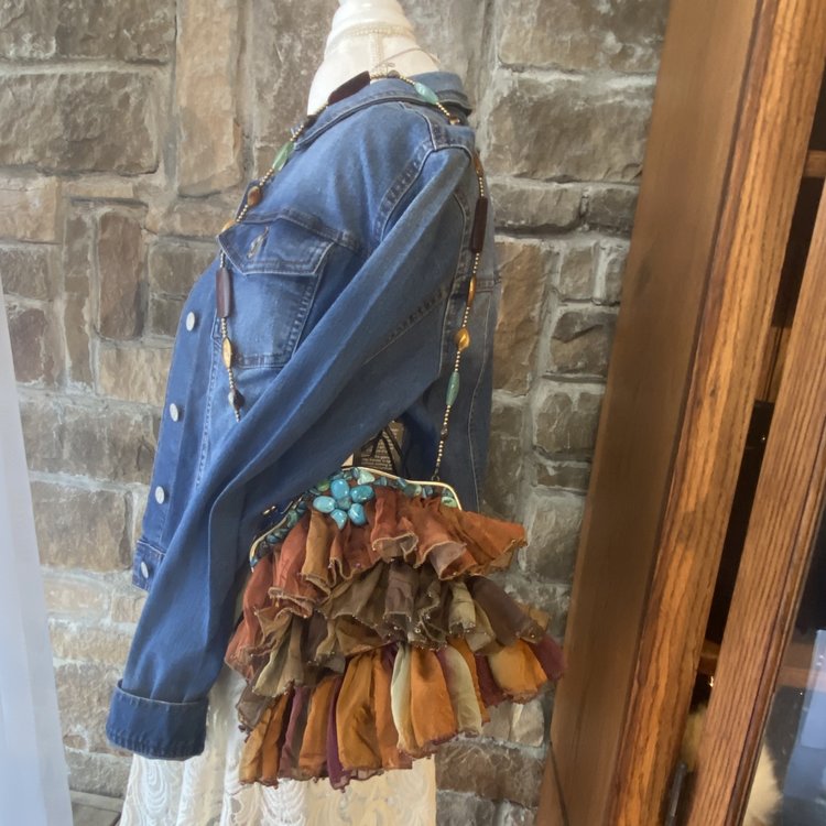 Ruffled Bag with Turquoise Stones