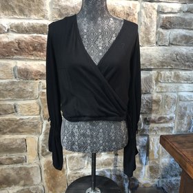 Mink Pink Black Sweater with Bell Sleeves, Size S