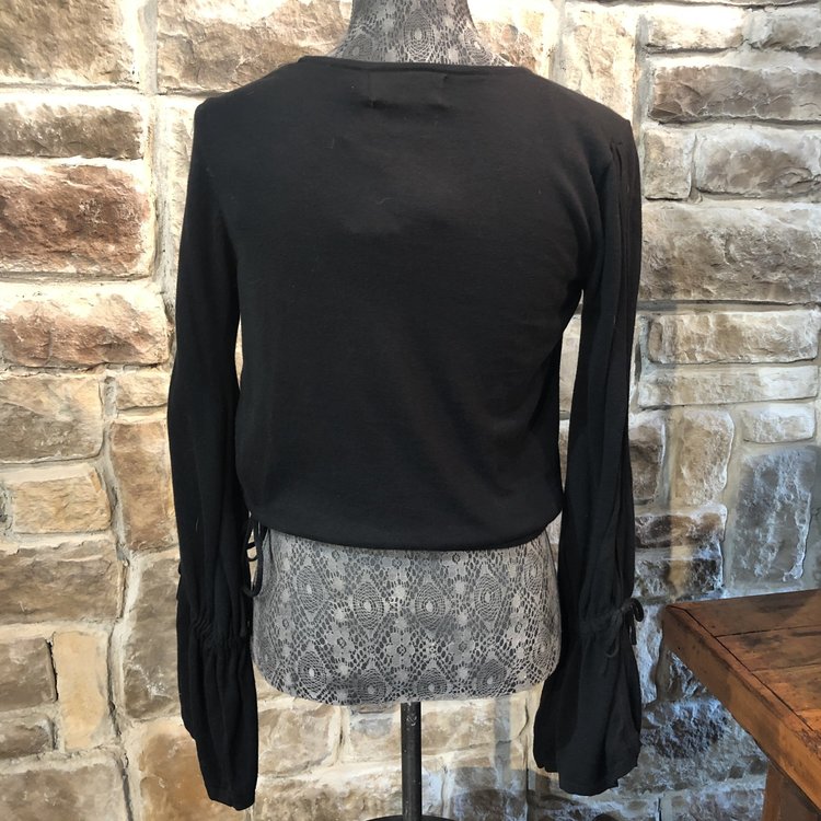 Mink Pink Black Sweater with Bell Sleeves, Size S