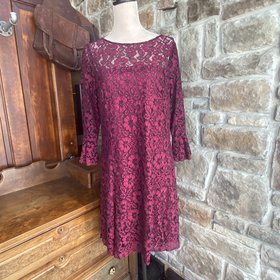 Maroon  Lace Party Cocktail Dress, Size 14
