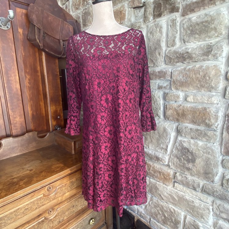 Maroon  Lace Party Cocktail Dress, Size 14