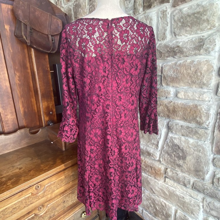 Maroon  Lace Party Cocktail Dress, Size 14
