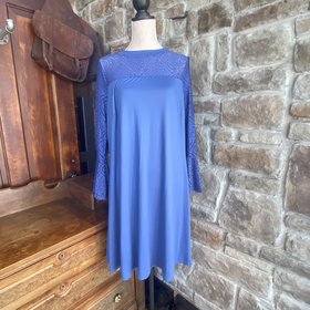 Blue Lace Trim Dress, Size 1X