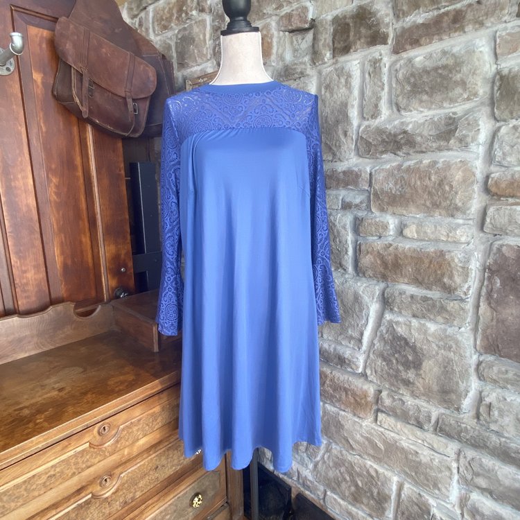Blue Lace Trim Dress, Size 1X