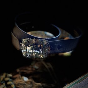 Running Horse Belt Buckle and Belt, Size M/L