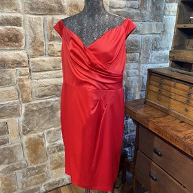 Ignite Evenings Red Satin Party Cocktail Dress, Size 16